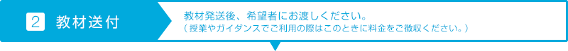 【2.教材送付】教材発送後、希望者にお渡しください。（授業やガイダンスでご利用の際はこのときに料金をご徴収ください。）