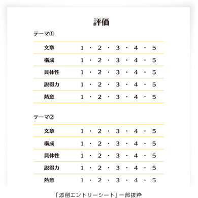 「添削エントリーシート」一部抜粋